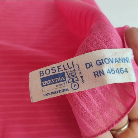 Vintage Boselli Trevira Do Giovanni Bright Pink Scarf Head Wrap Oblong Italy - Picture 5 of 6